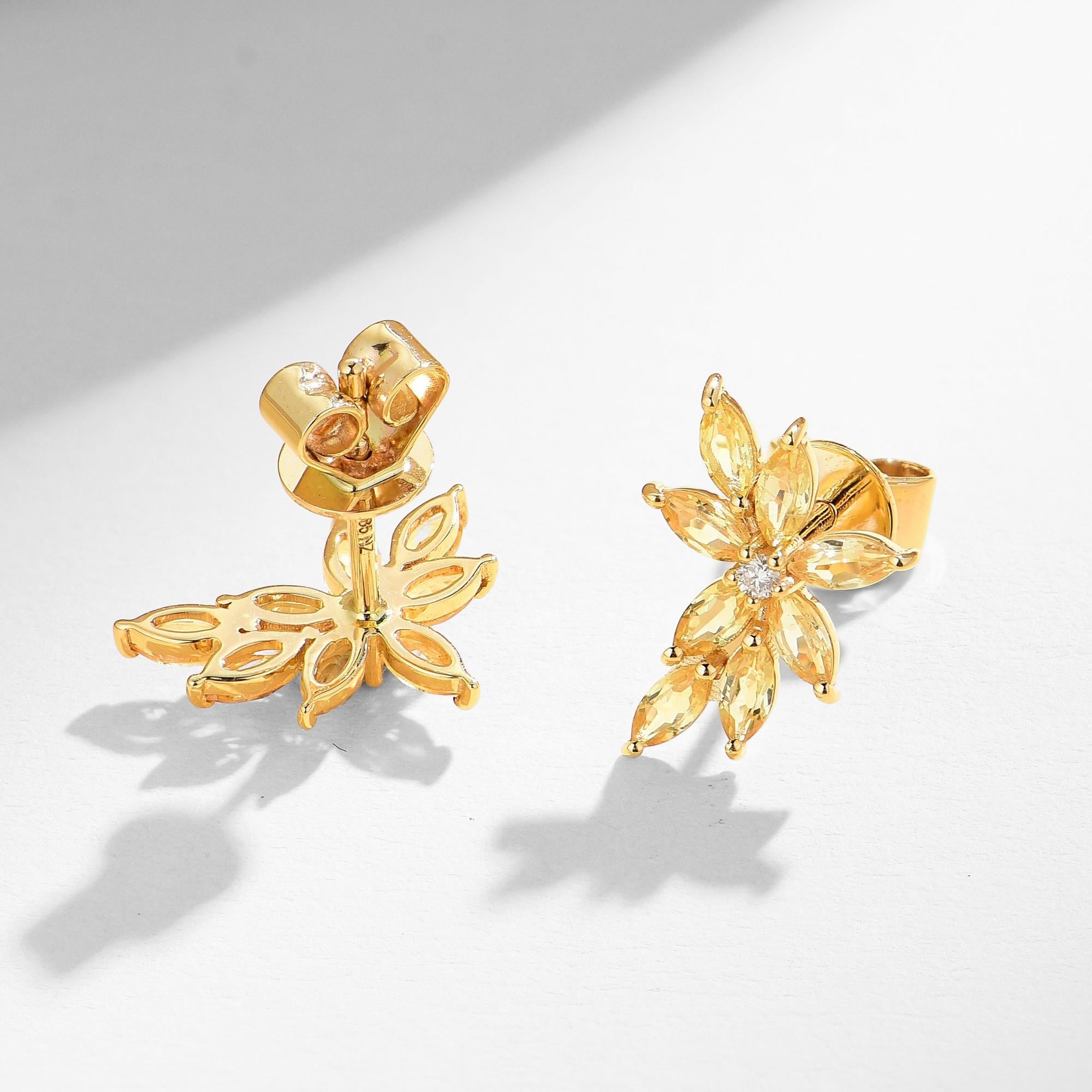 Moderne Boucles d'oreilles Nina Zhou saphir jaune diamant petite grappe en vente