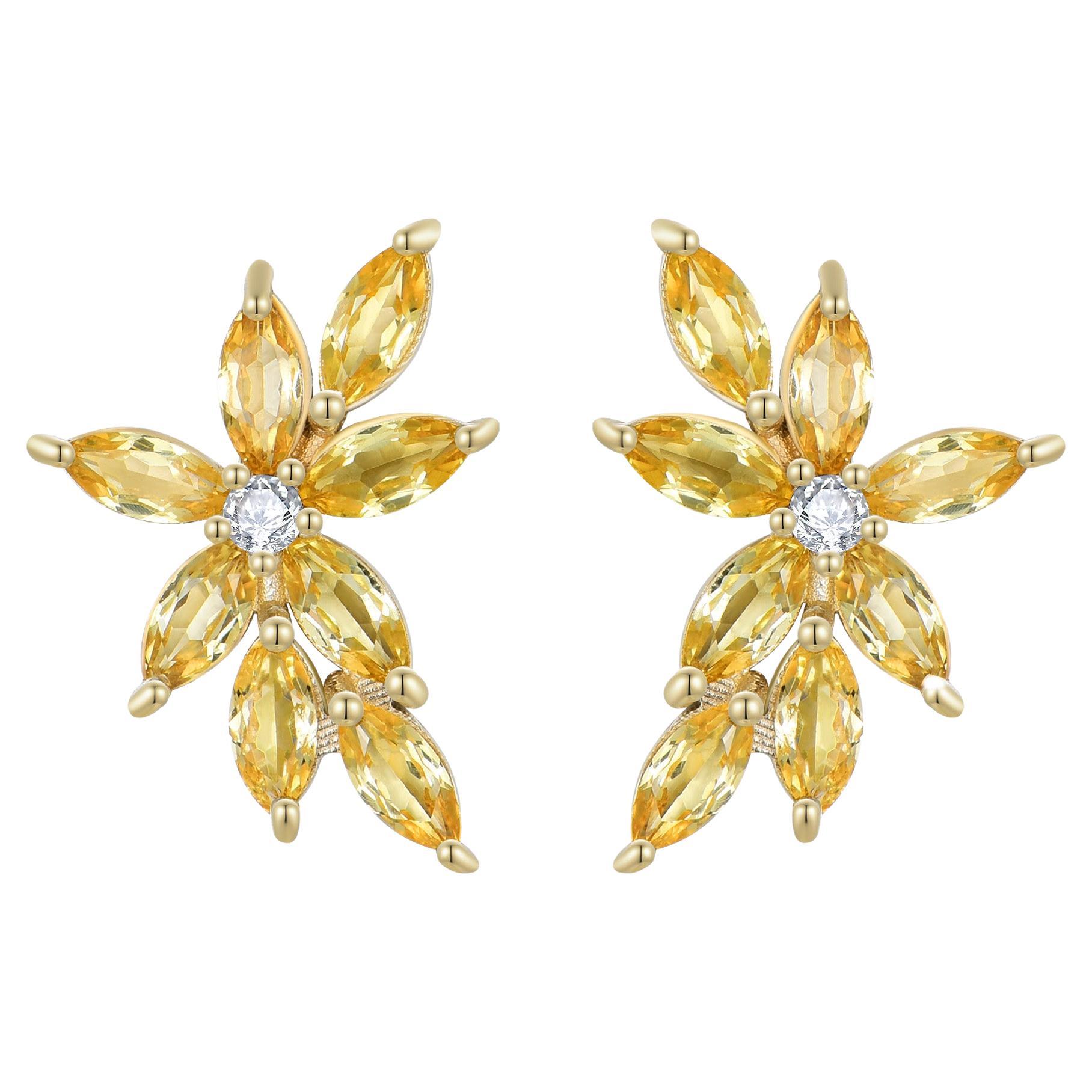 Boucles d'oreilles Nina Zhou saphir jaune diamant petite grappe