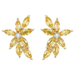 Boucles d'oreilles Nina Zhou saphir jaune diamant petite grappe