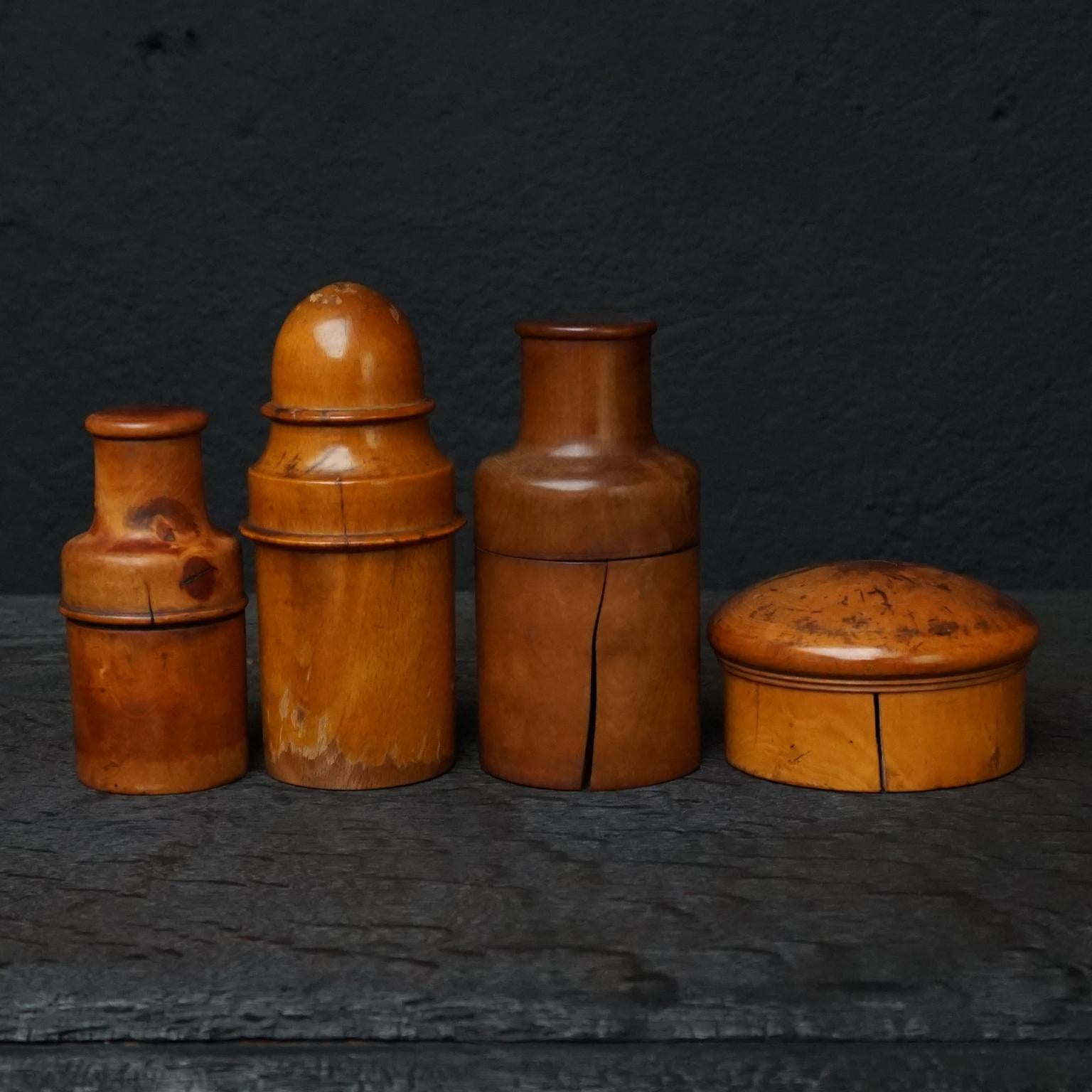 Nine 19th Century Treen Ware Boxwood Medical Oil Ointment Lotion Bottle Holders 12