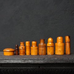 Nine 19th Century Treen Ware Boxwood Medical Oil Ointment Lotion Bottle Holders