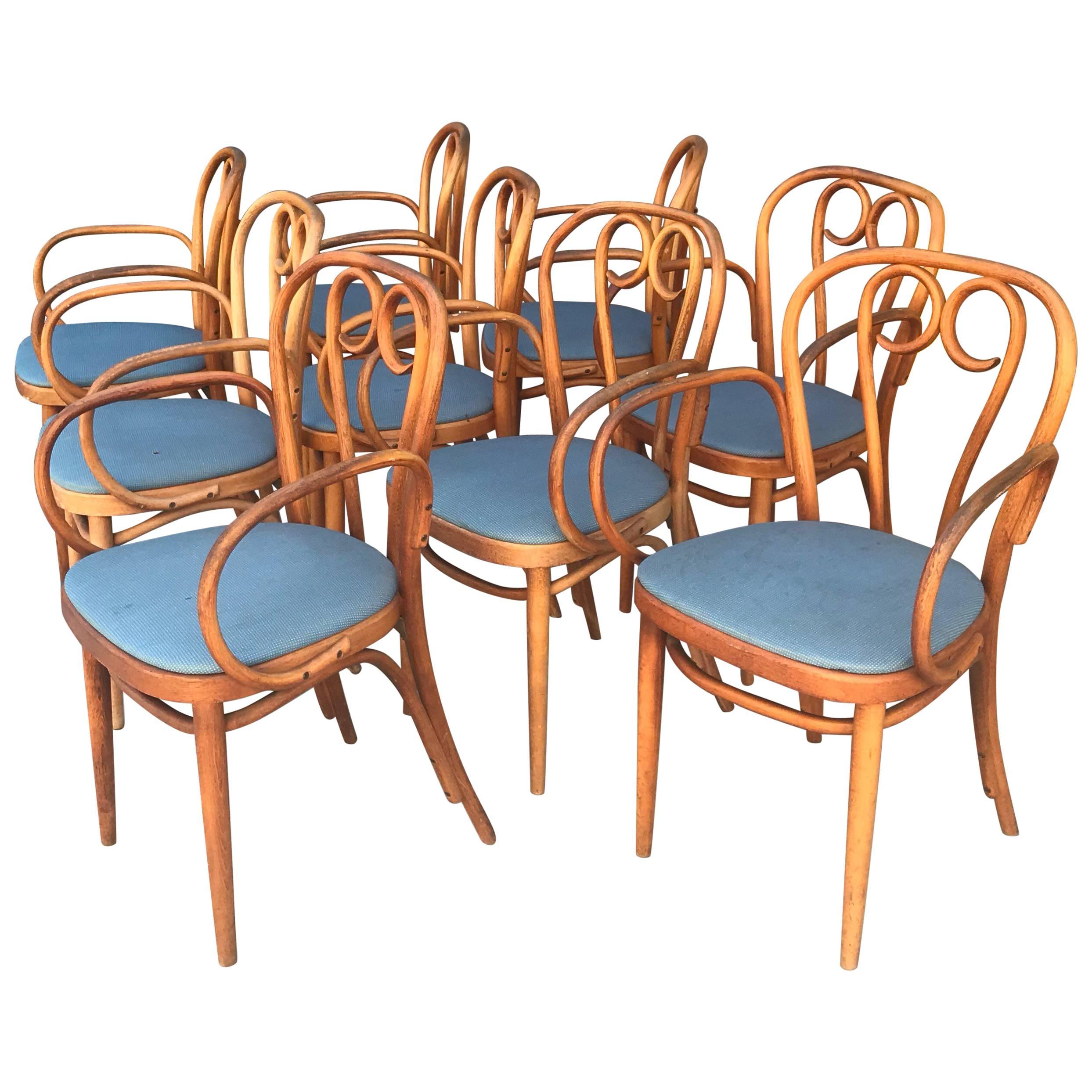 Nine (9) Thonet Bentwood Dining Chairs,