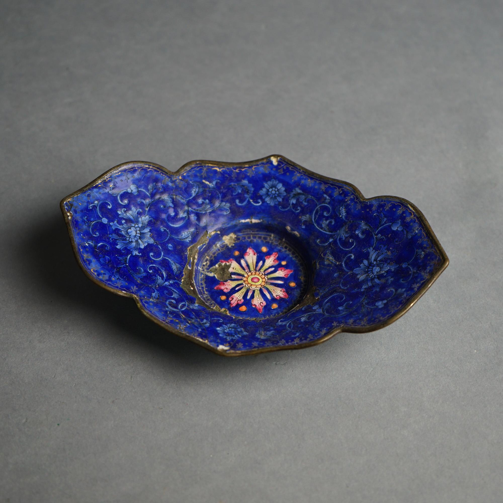 20th Century Nine Antique Chinese Cloisonne Enameled Saucers C1920