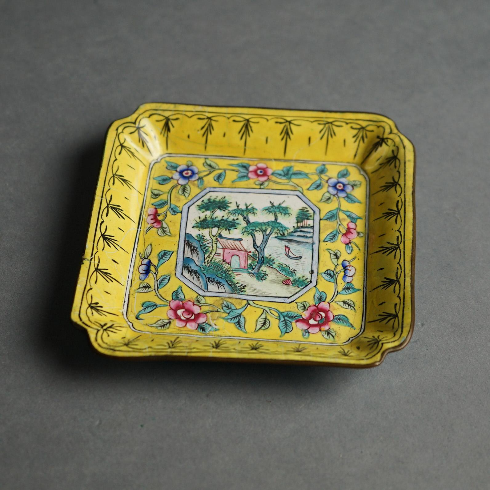 Metal Nine Antique Chinese Cloisonne Enameled Saucers C1920