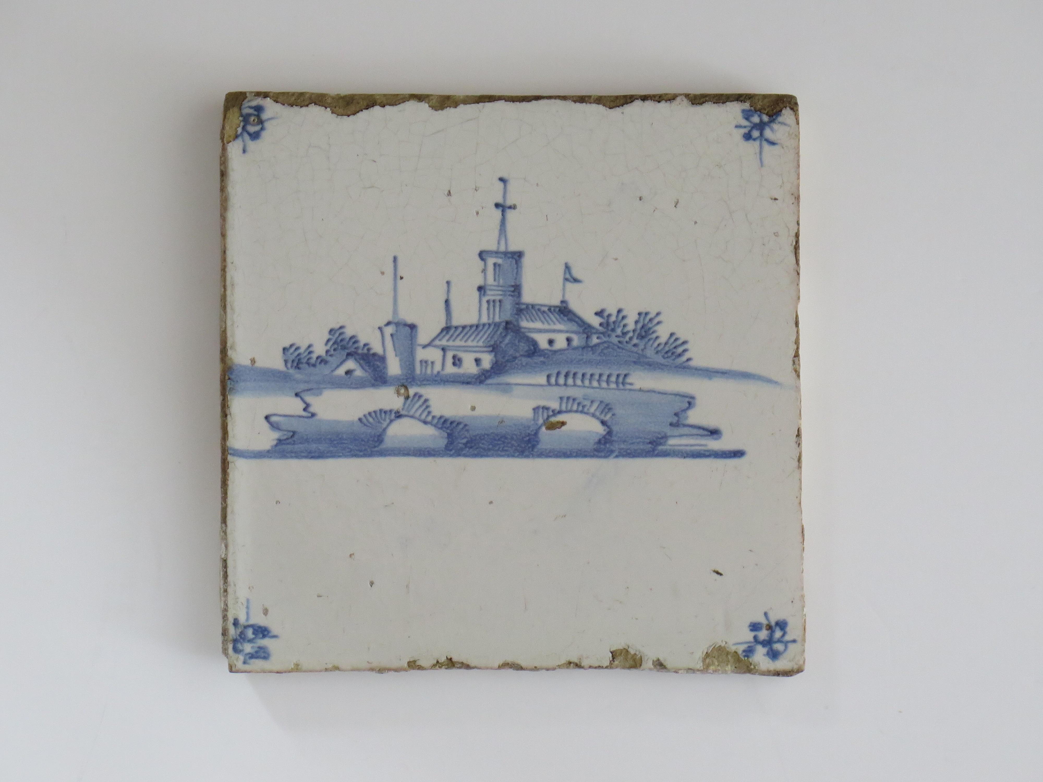 NINE antique Delft Wall Tiles Blue & White scenes,  Netherlands mainly 18th C For Sale 2