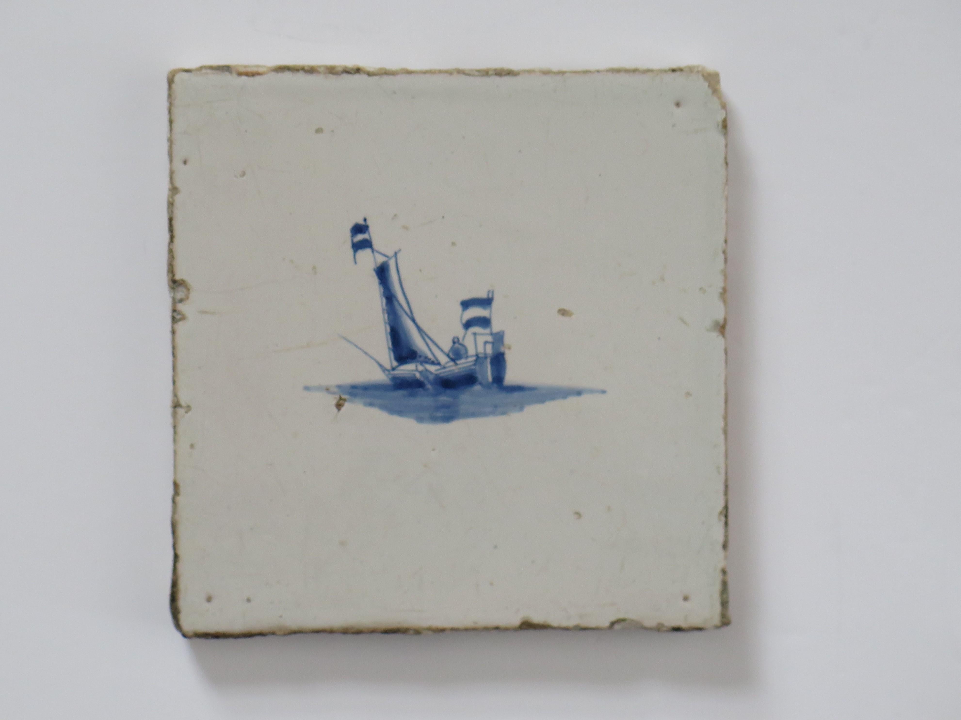 NINE antique Delft Wall Tiles Blue & White scenes,  Netherlands mainly 18th C For Sale 3