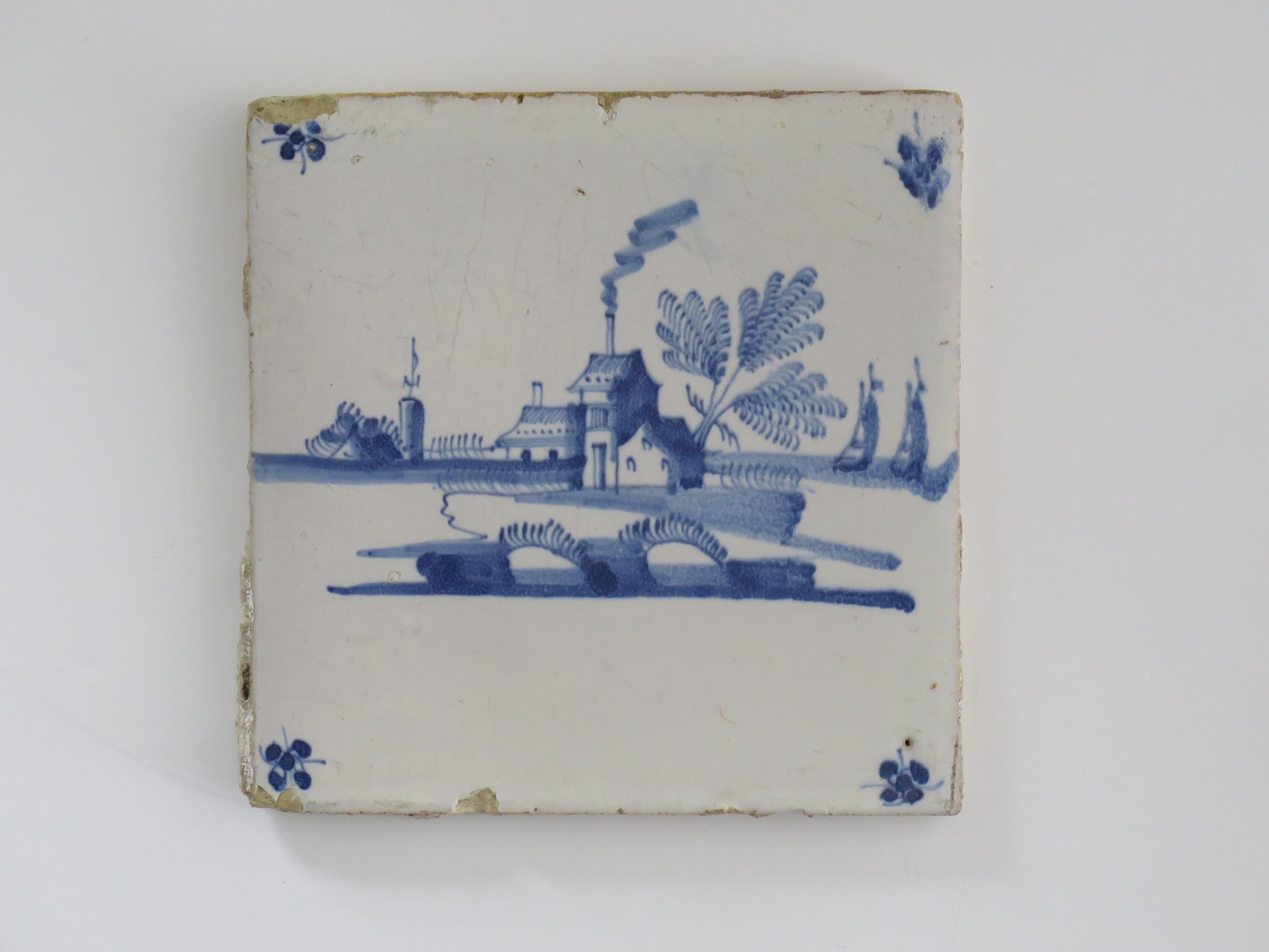 NINE antique Delft Wall Tiles Blue & White scenes,  Netherlands mainly 18th C For Sale 5