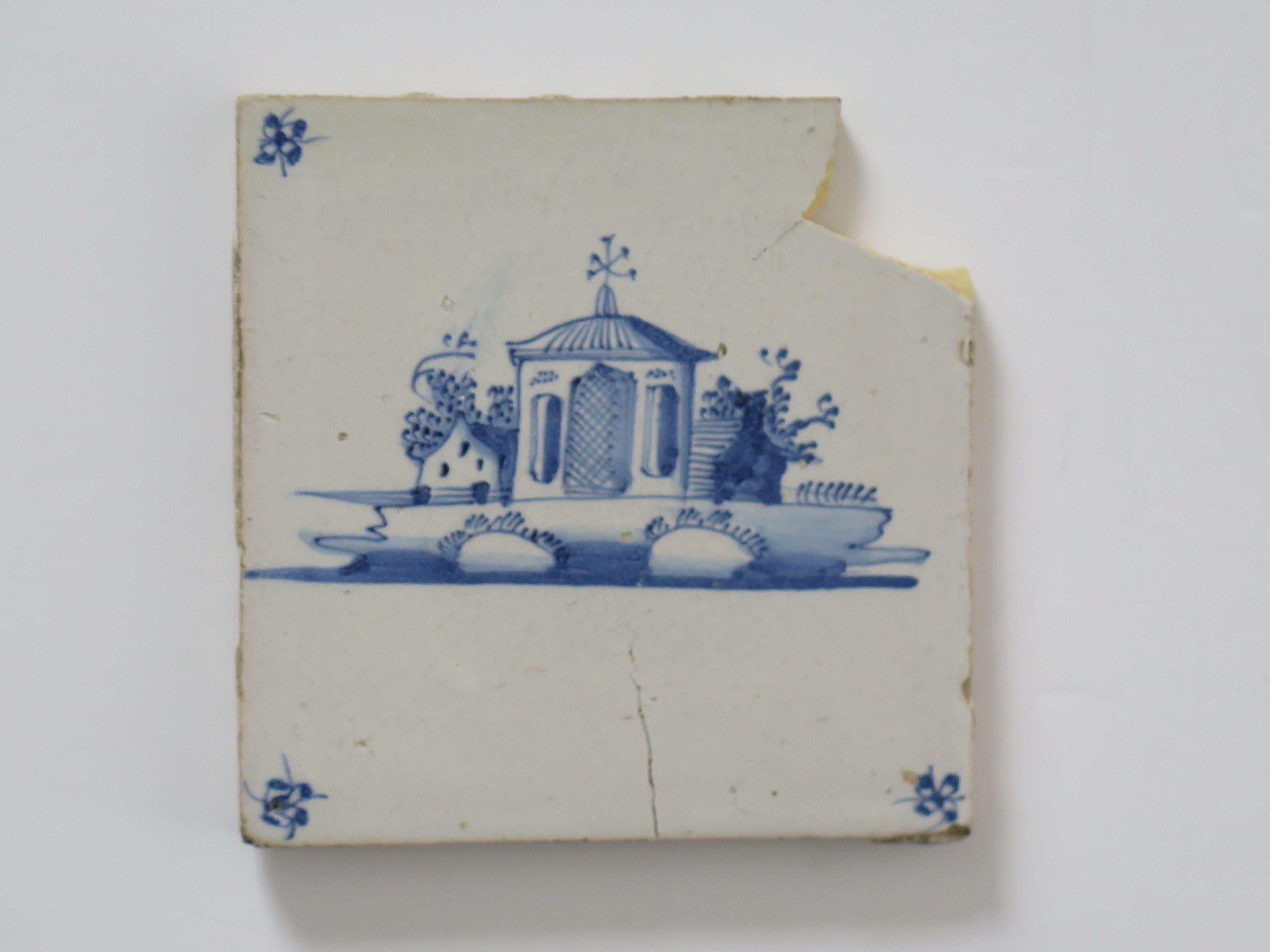 NINE antique Delft Wall Tiles Blue & White scenes,  Netherlands mainly 18th C For Sale 6