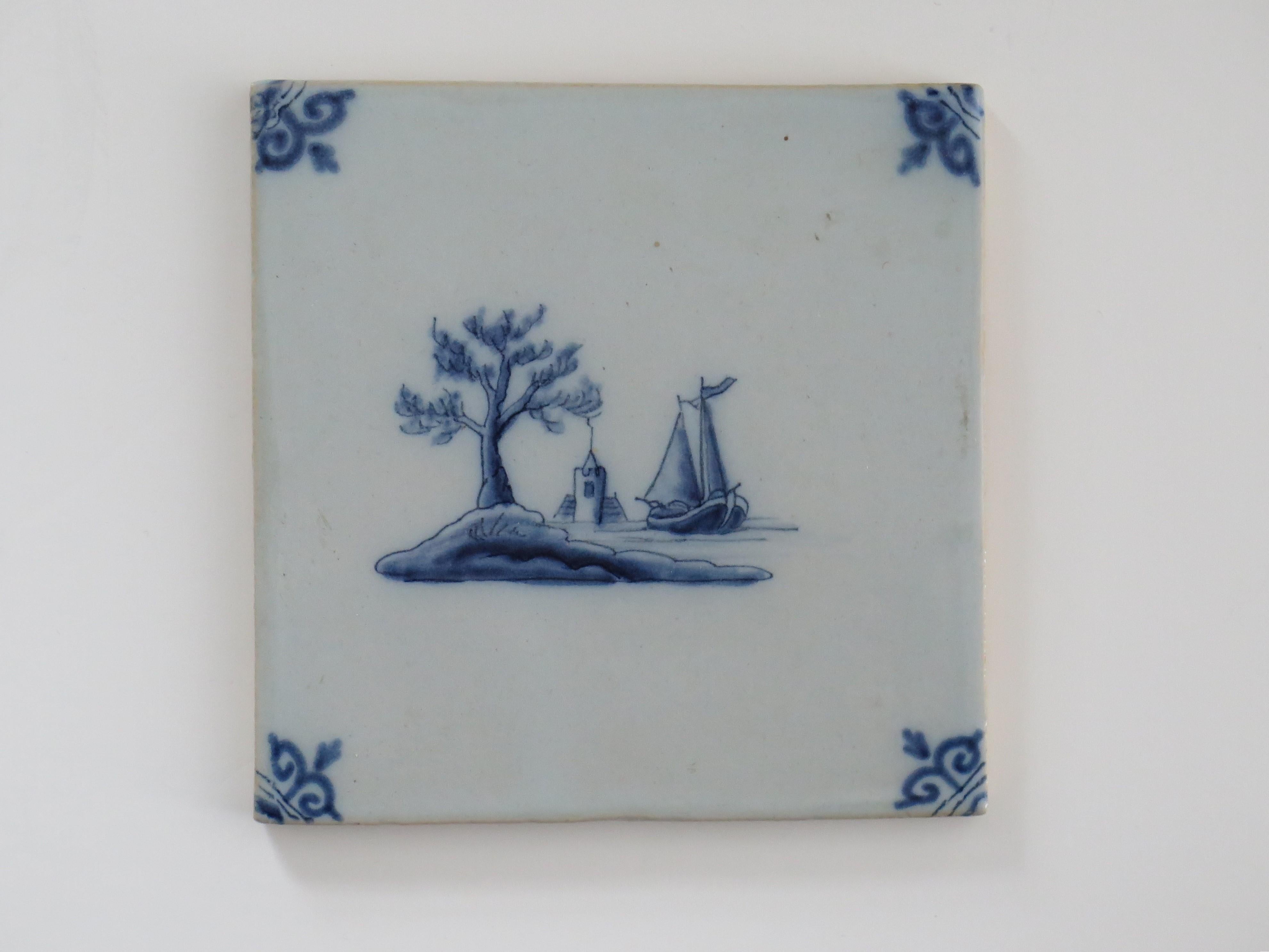 NINE antique Delft Wall Tiles Blue & White scenes,  Netherlands mainly 18th C For Sale 7