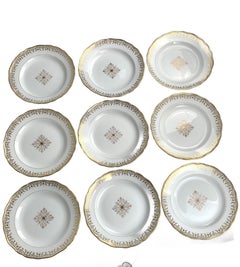 Nine Antique Meissen Porcelain Dinner Plates Germany Circa 1840