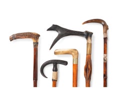 Nine Antler-Mounted Canes and Walking Sticks, Some with Concealed Daggers