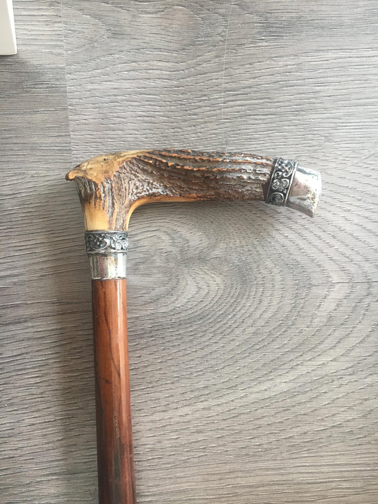 Nine AntlerMounted Canes and Walking Sticks, Some with Concealed