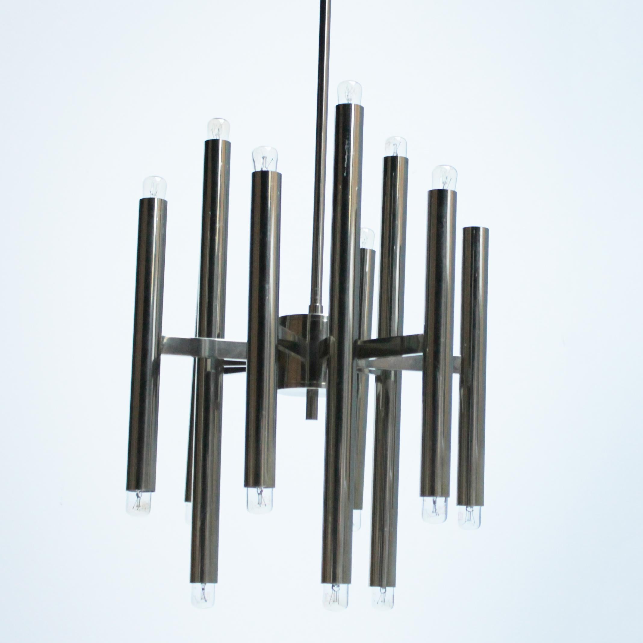 Late 20th Century Nine-Arm Modernist Chandelier by Sciolari for Boulanger For Sale