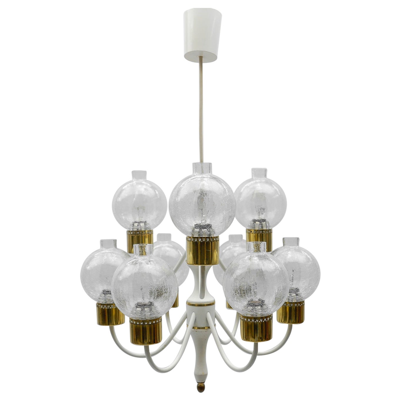Lampe pendante ou lustre tulipan à neuf branches Kaiser Mid-Century Modern 1960