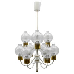 Lampada a sospensione o lampadario a nove bracci in tulipano di Kaiser Mid-Century Modern 1960