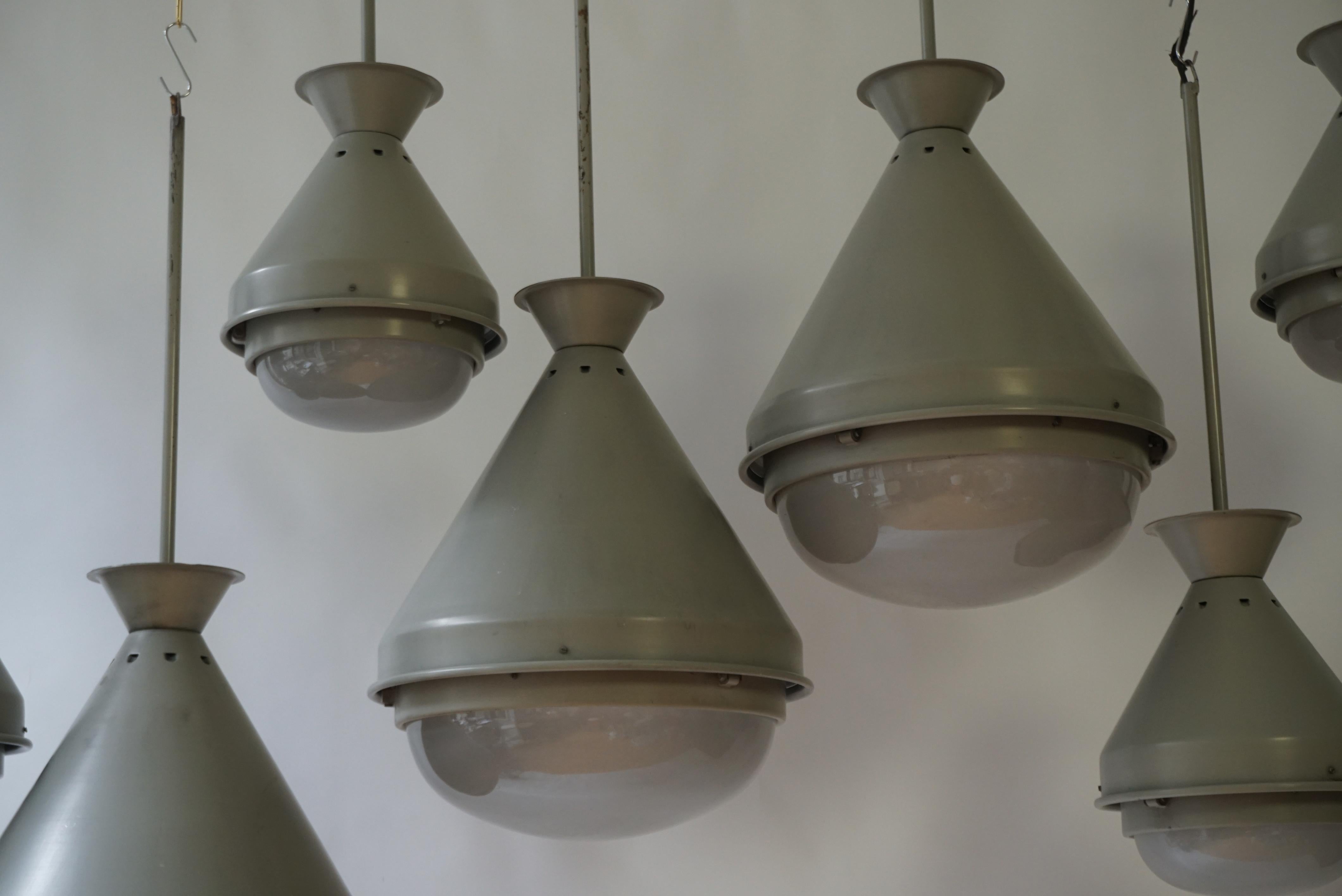 Nine Art Deco Style Ceiling Lights, Chandelier In Good Condition For Sale In Antwerp, BE