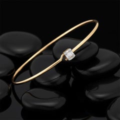 Nine Baguette Diamond 14K (or 18k upon request) Yellow Gold Bangle Bracelet