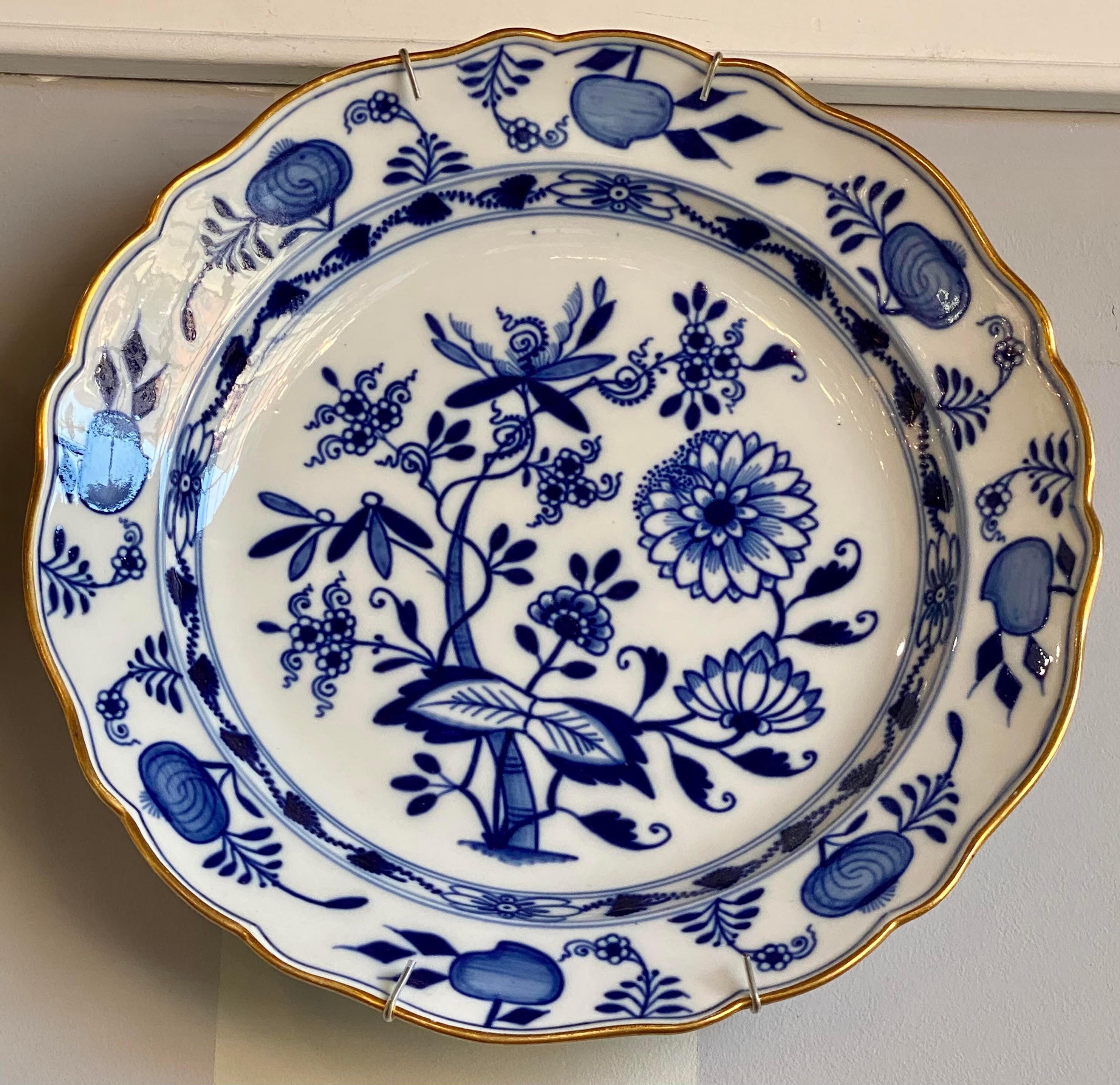 Nine Blue Onion Meissen Show or Wall Plates For Sale 1