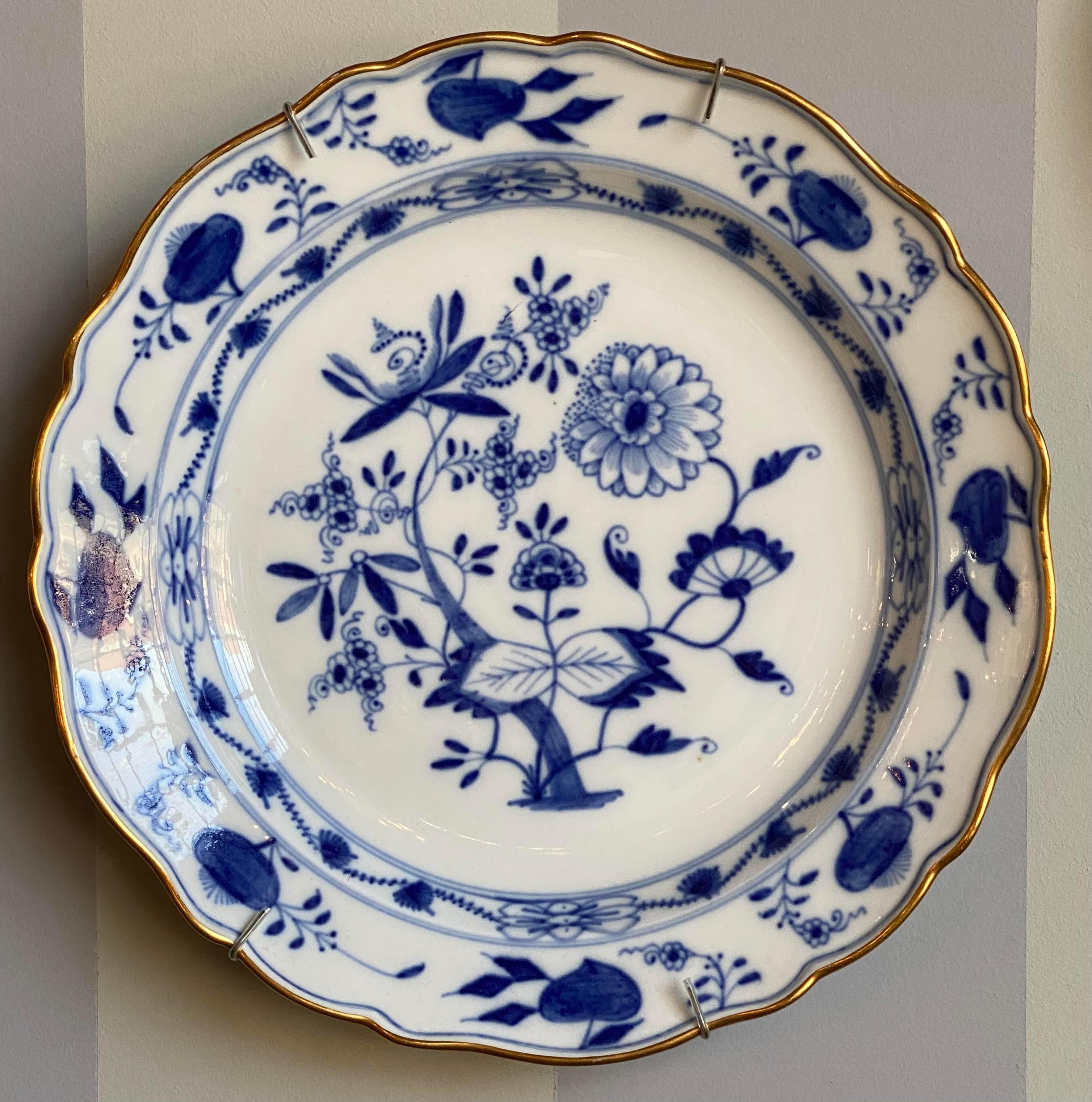 Nine Blue Onion Meissen Show or Wall Plates For Sale 2