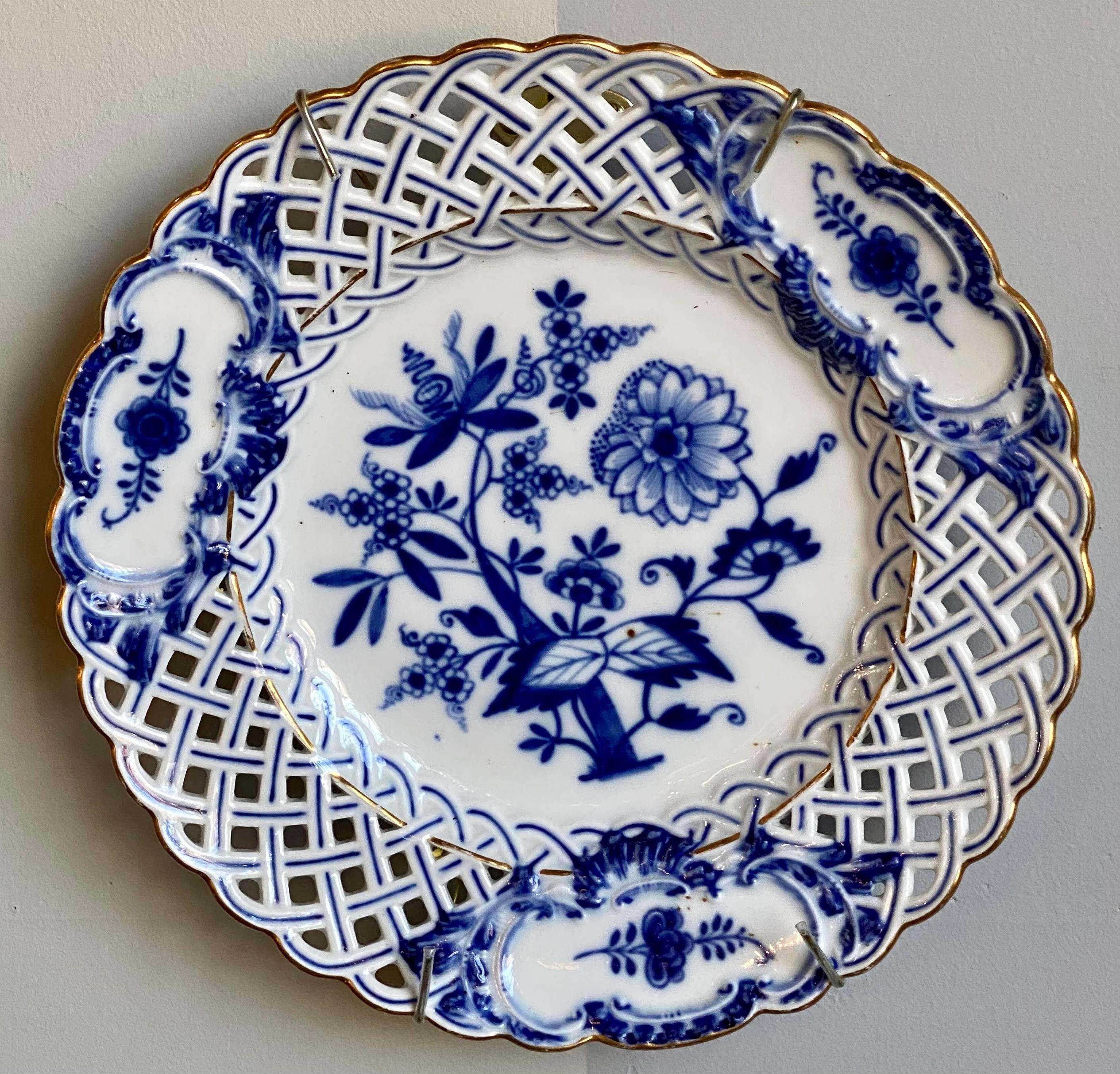 Nine Blue Onion Meissen Show or Wall Plates For Sale 4
