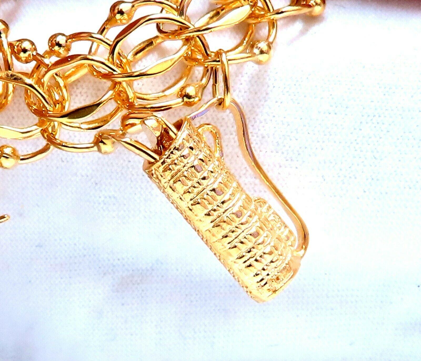 Nine Charms Link Bracelet 14kt Gold 54gm For Sale 5