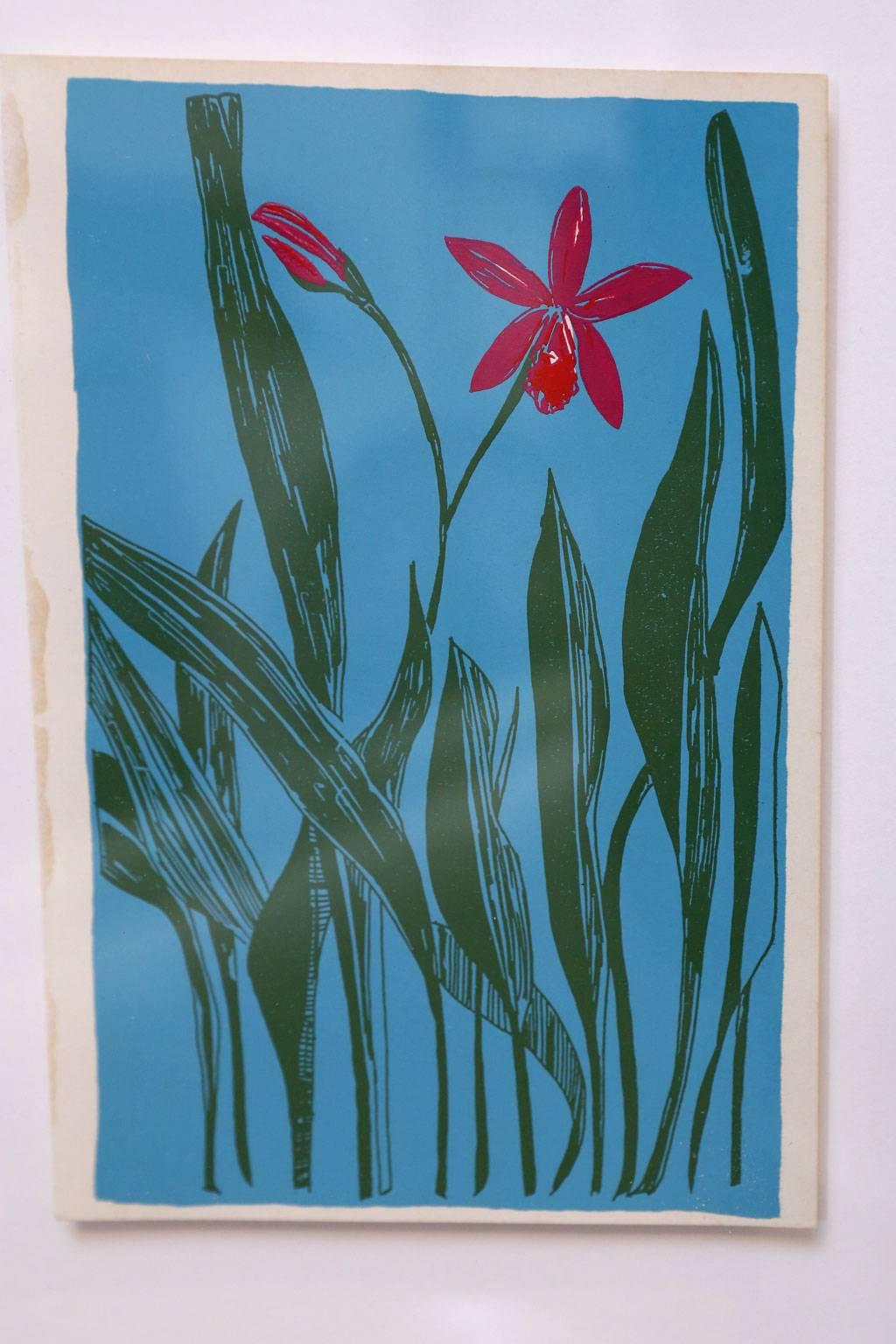 Nine Colorful Orchid Serigraphs 8