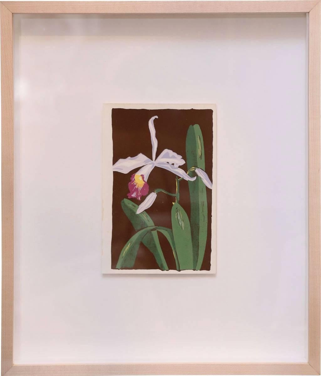Mid-20th Century Nine Colorful Orchid Serigraphs