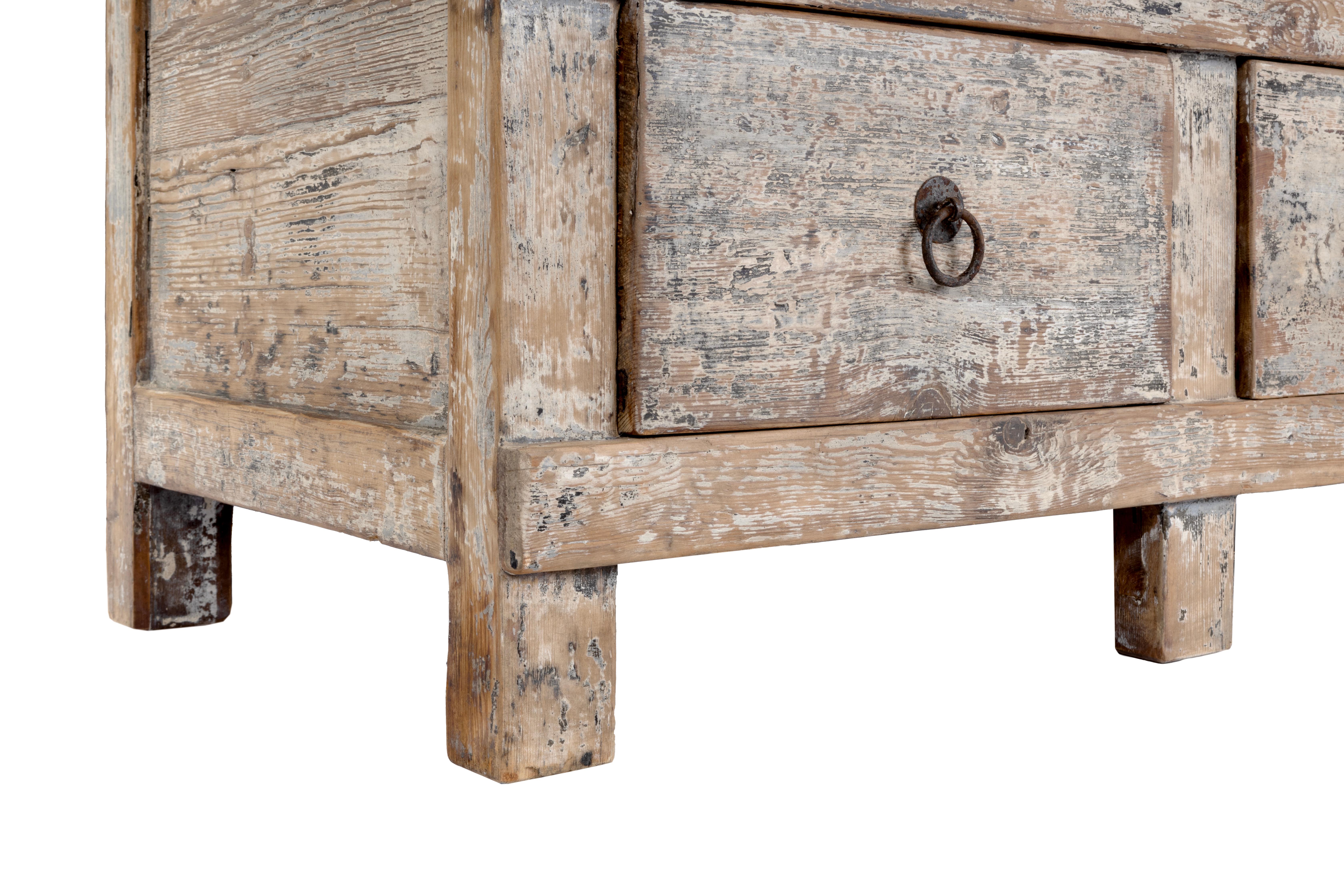Rustic Nine Drawer Chest in Antiqued White Paint Patina  For Sale