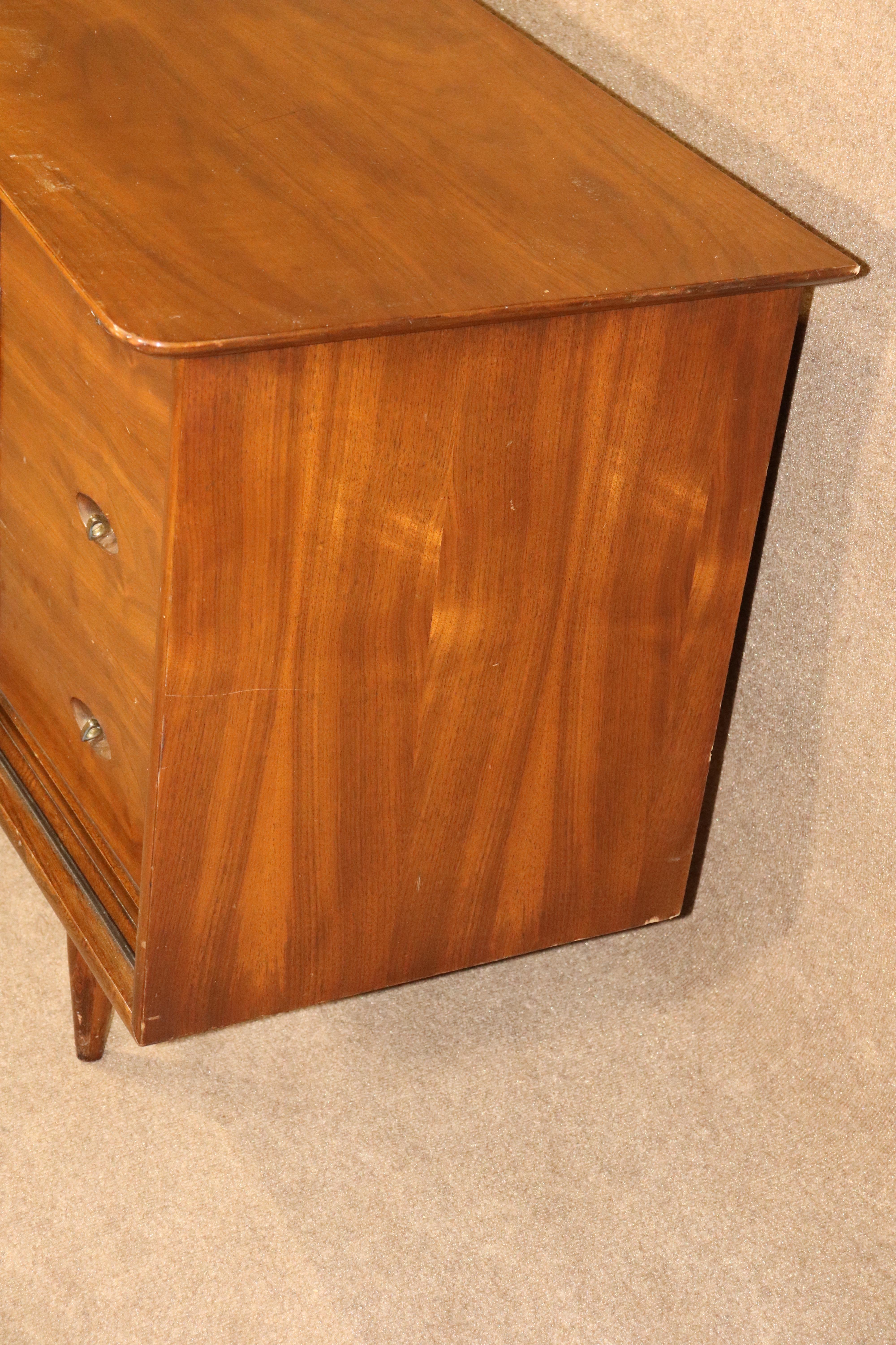 Walnut Nine Drawer Kent Coffey Dresser For Sale