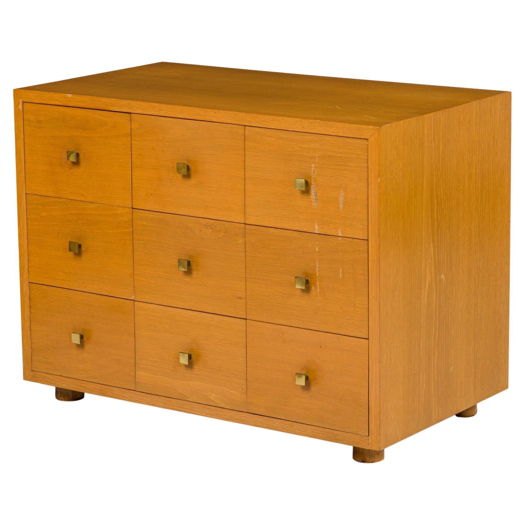 Nine Drawer Maple Commode / Nightstand For Sale