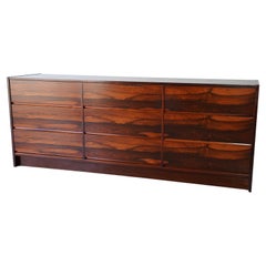 Nine Drawer Restored Rosewood Mid-Century Danish Modern Large Dresser