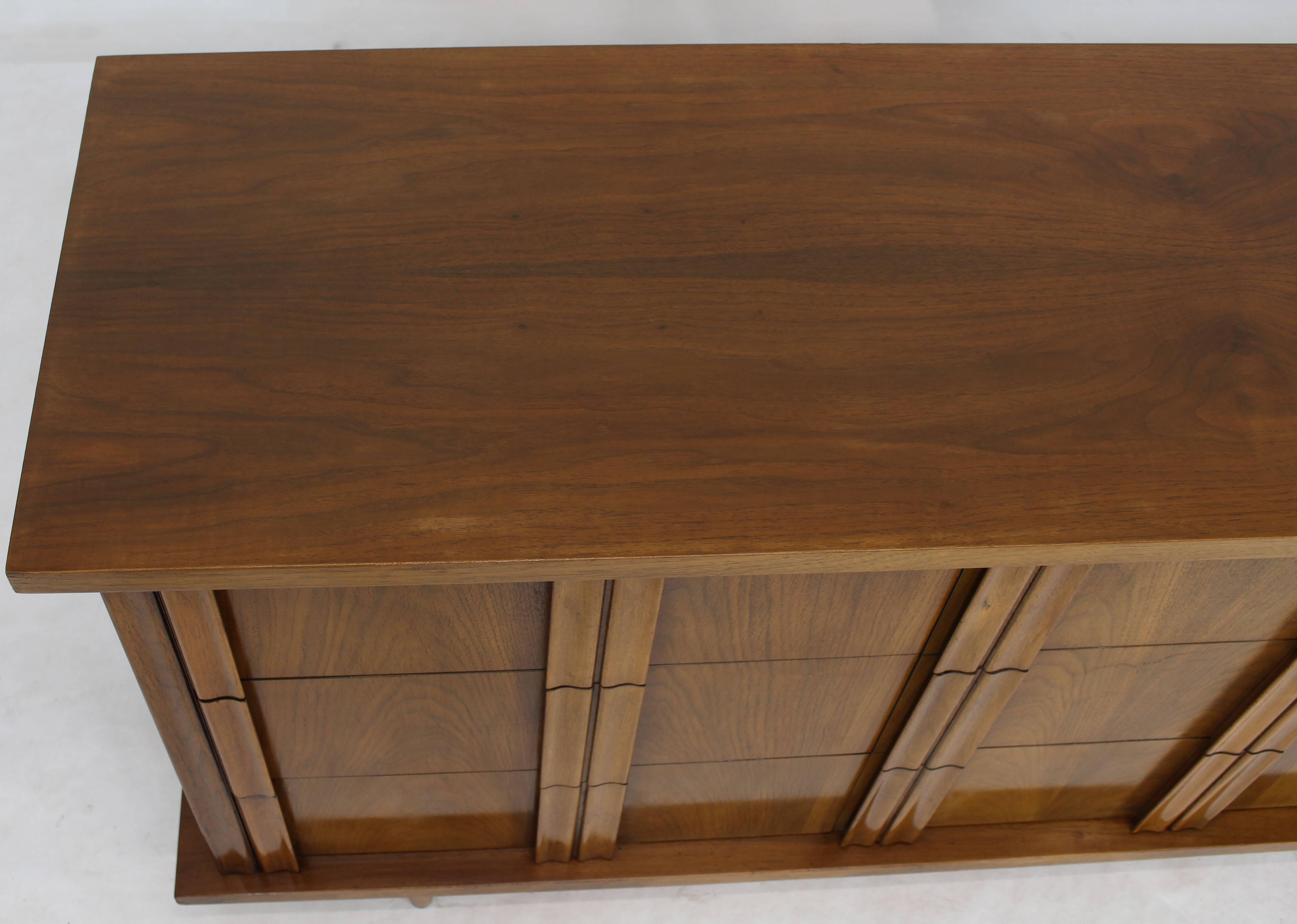 Nine Drawers Sculptural Solid Walnut Pulls Handles Long Dresser Credenza 1