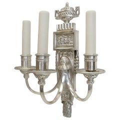 Eight E. F. Caldwell Silvered Bronze Neoclassical Sconces