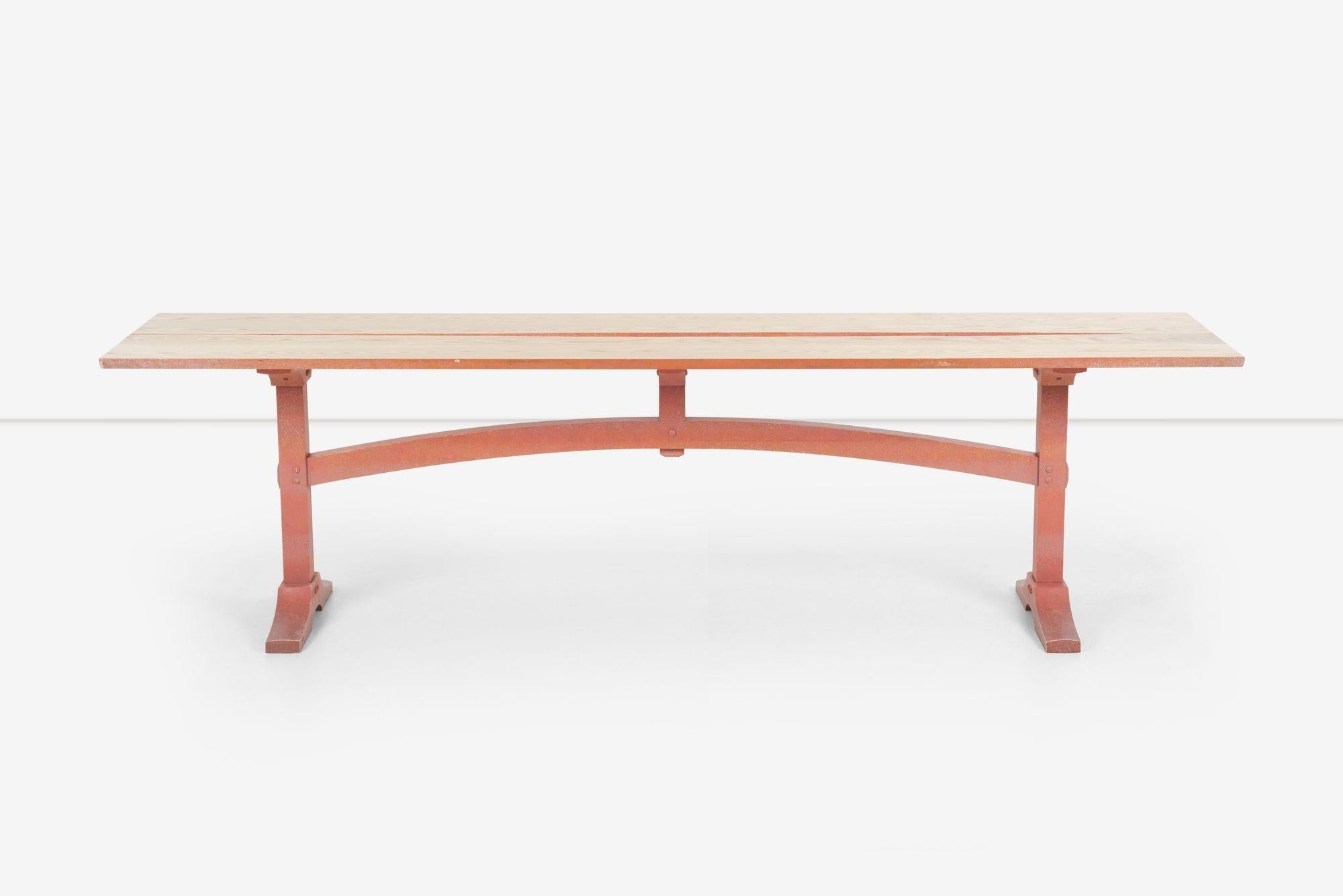 American Craftsman Table à tréteaux à neuf pieds faite à la main par Don Braden en vente