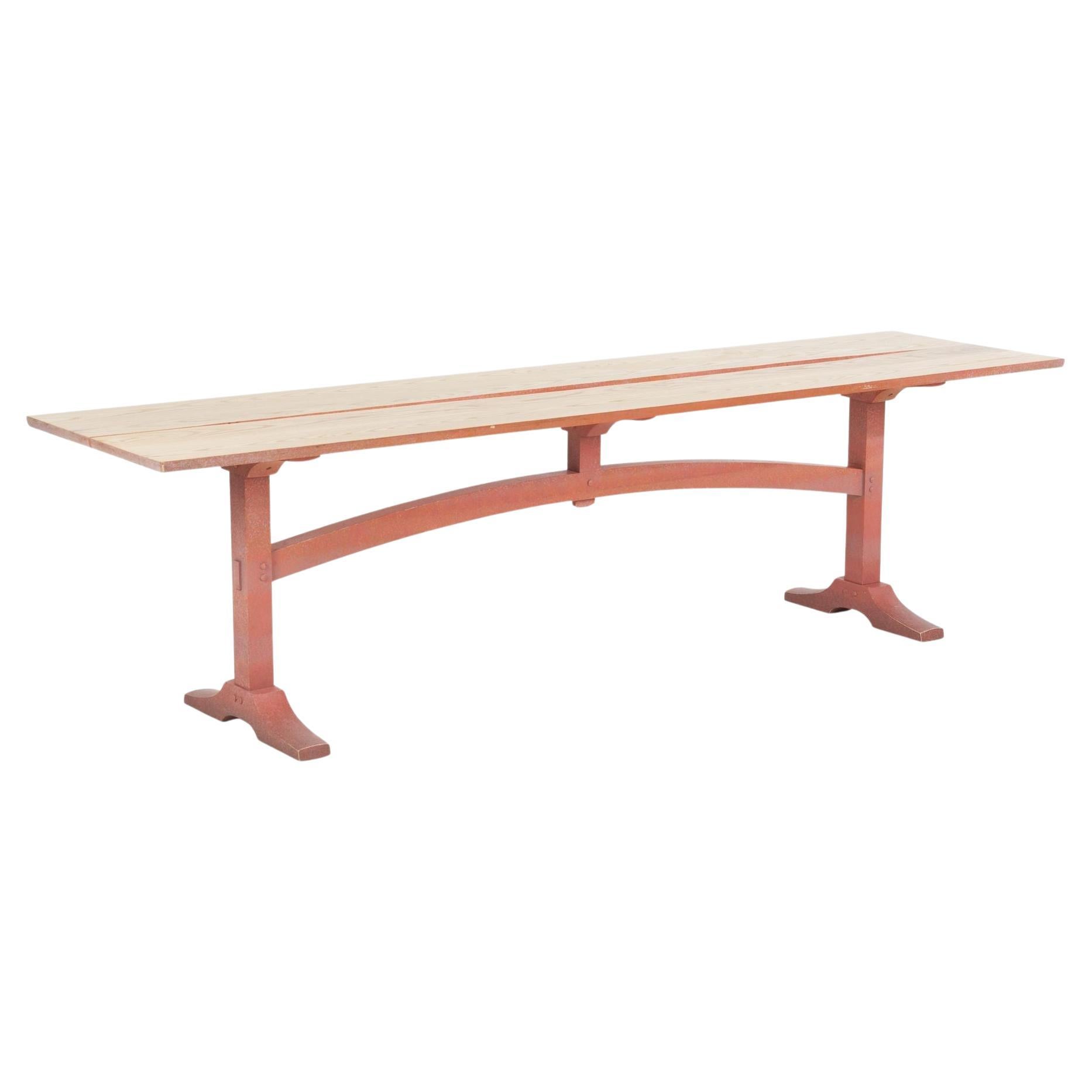 Nine Foot Hand Crafted Free-Edge Trestle Table by Don Braden