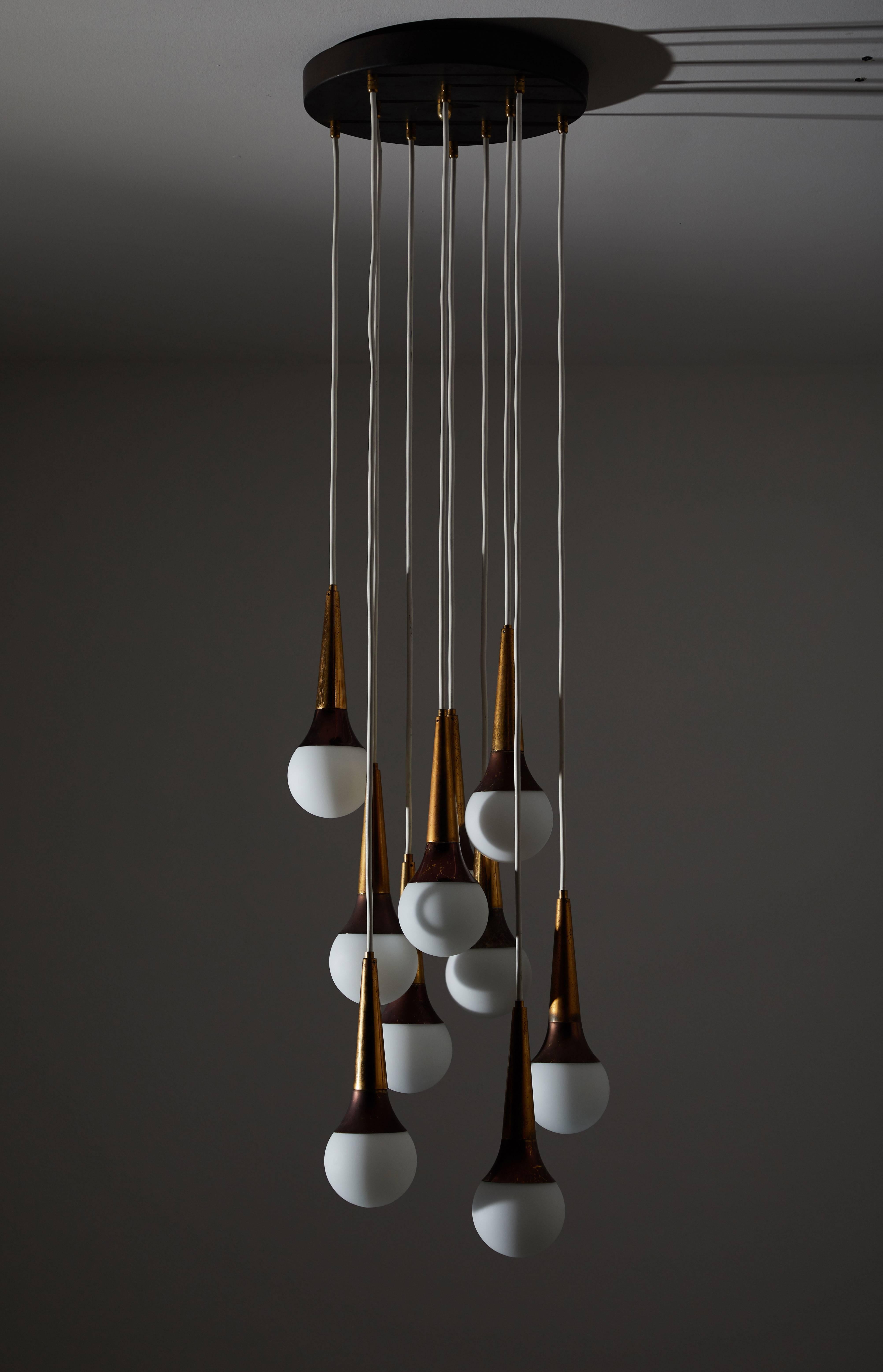 Mid-20th Century Nine Globe Italian Chandelier by Stilnovo