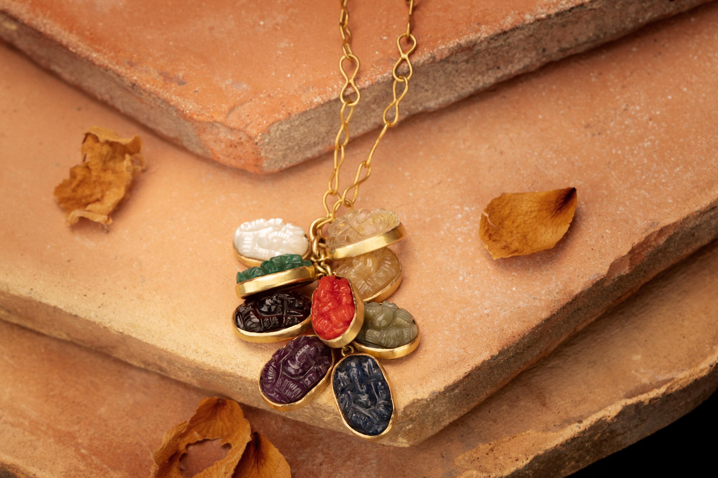 navaratna ganesha pendant