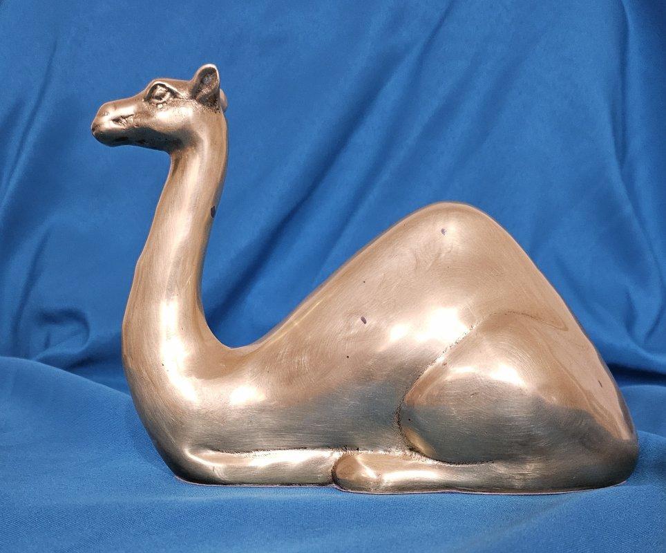 20th Century Nine Inch Mid-Century Modern Brass Camel Sculpture