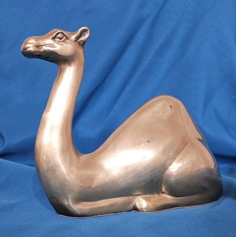 Metal Nine Inch Mid-Century Modern Brass Camel Sculpture