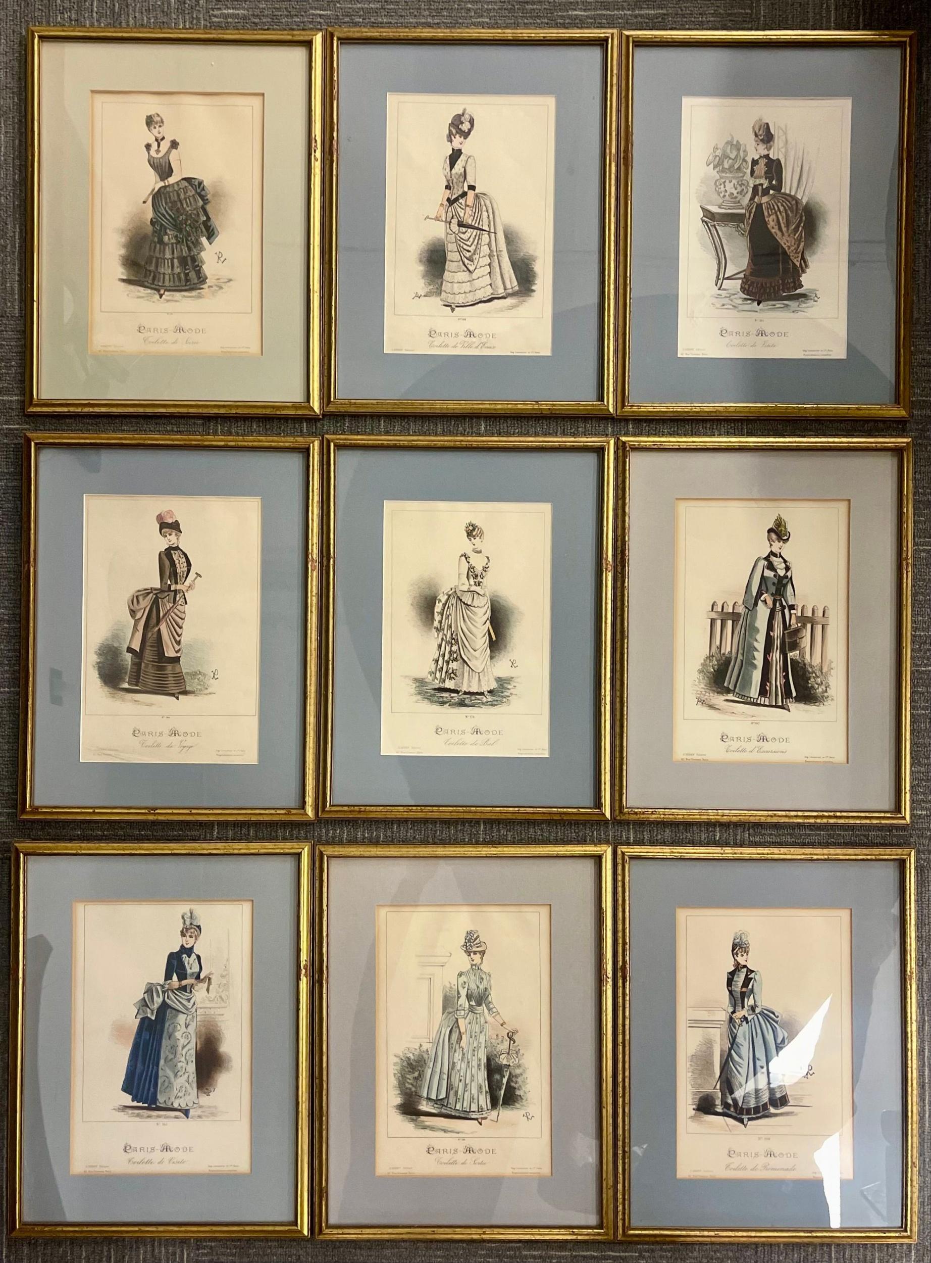 French Nine Lemercier & Cie Plates, Framed and Matted Christies NYC For Sale