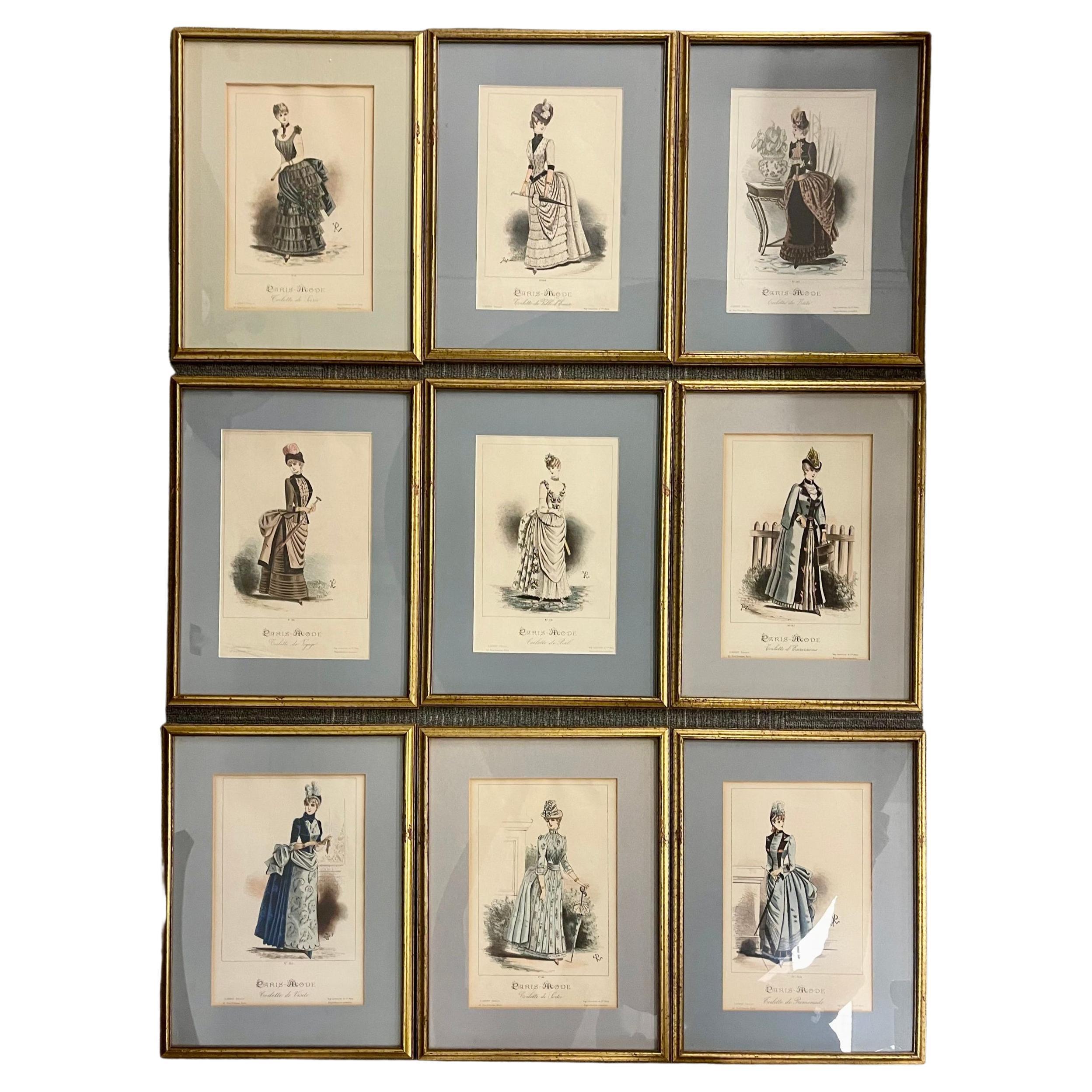Nine Lemercier & Cie Plates, Framed and Matted Christies NYC For Sale