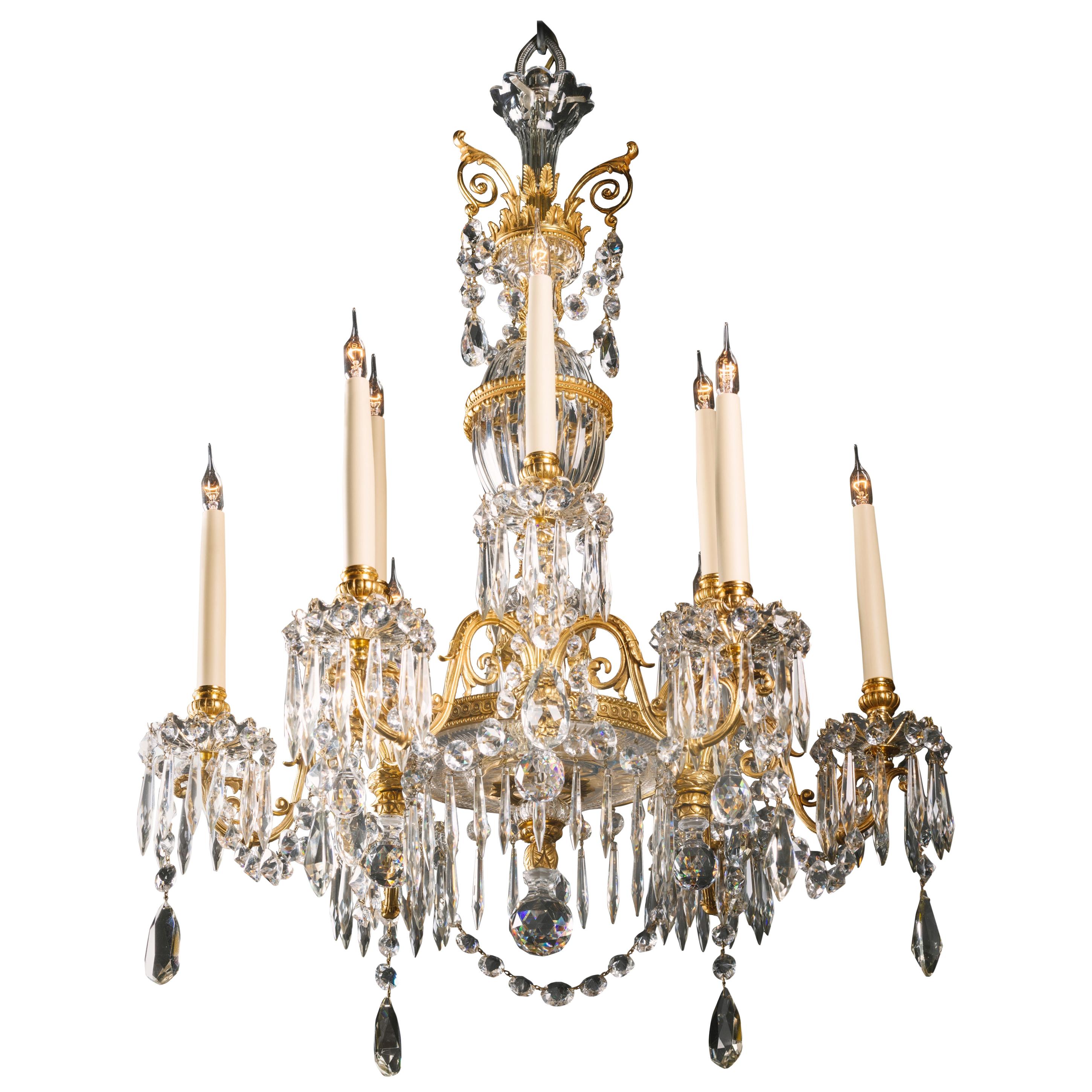 Nine-Light Chandelier by Perry & Co. For Sale