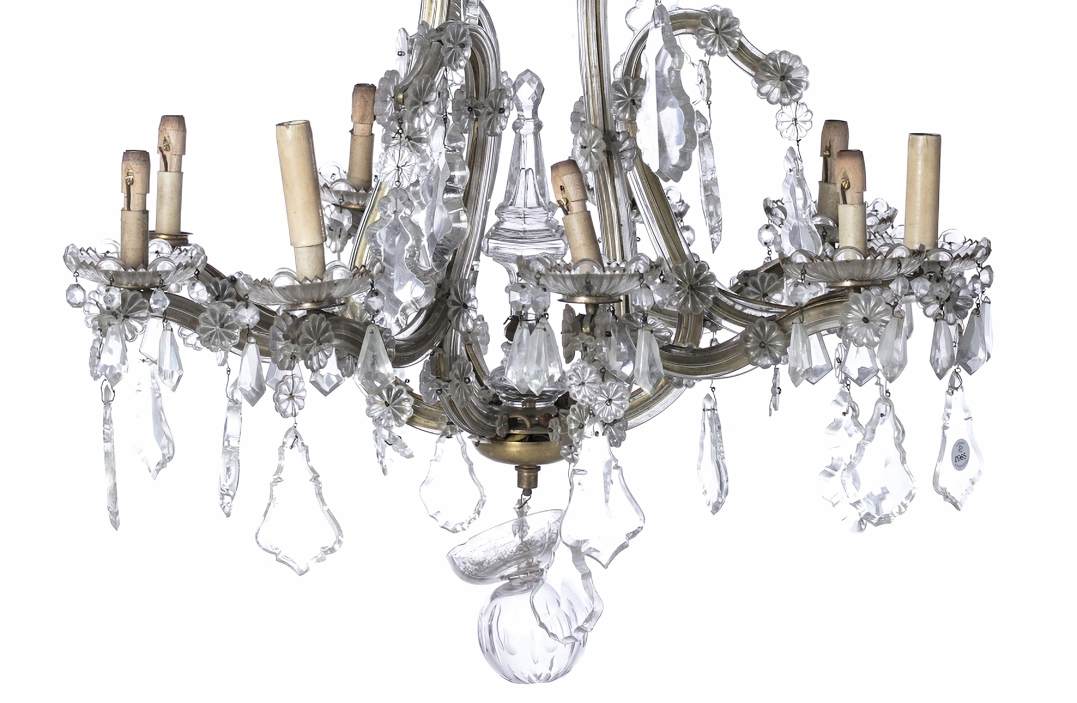 Hand-Crafted Nine Light Chandelier Portuguese Began 20th Century For Sale
