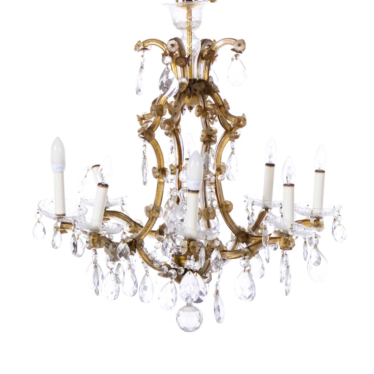 Hand-Crafted Nine Light Chandelier Portuguese Began 20th Century For Sale