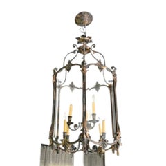 Nine Light Lantern With Glass Panels and Decorative Brass Detail