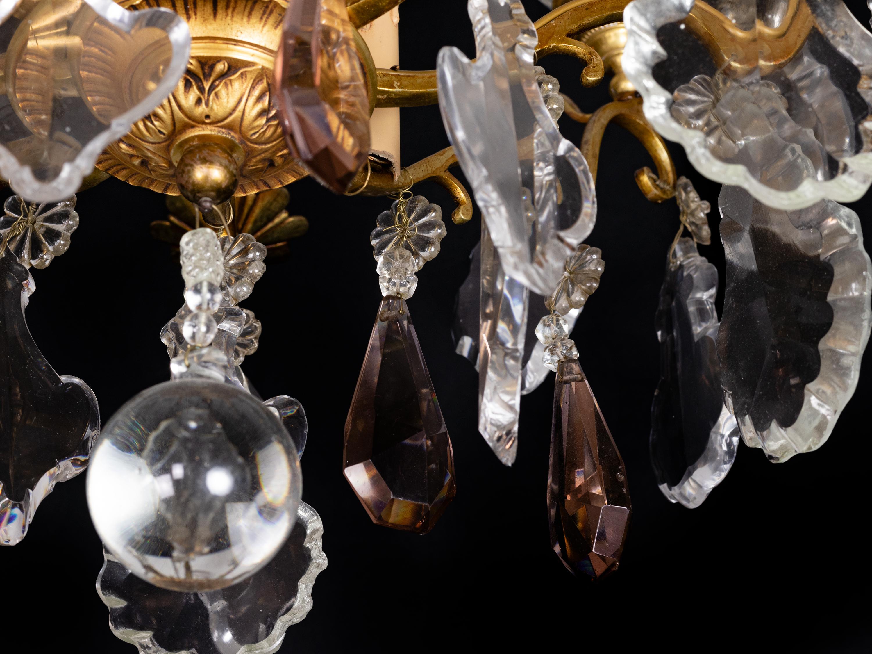 French Nine Lights Louis XV Crystal Chandelier 1800s For Sale