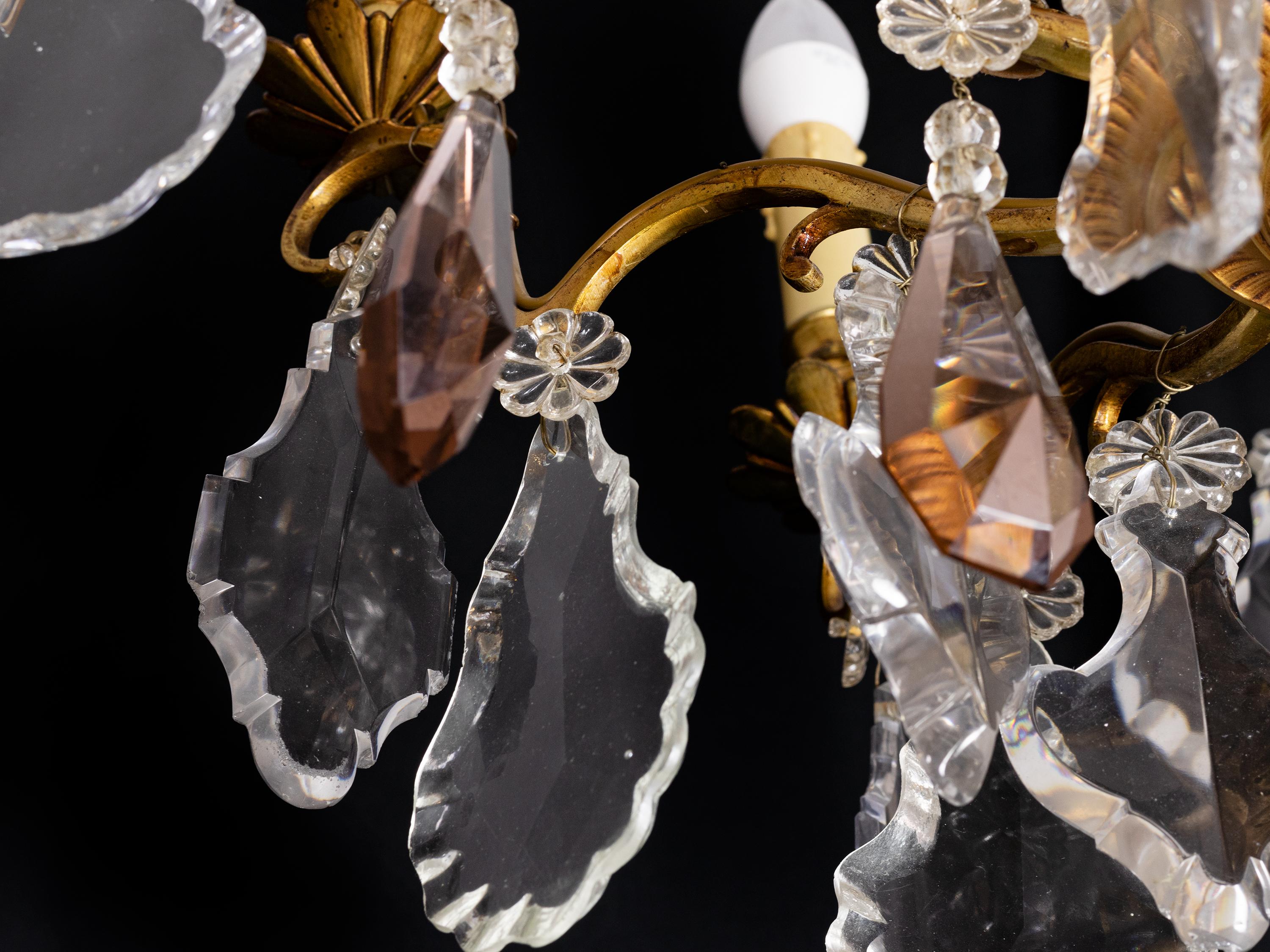 Gilt Nine Lights Louis XV Crystal Chandelier 1800s For Sale