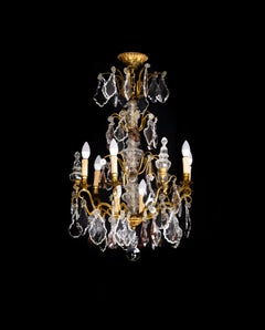 Lustre à neuf lumières en cristal Louis XV 1800s