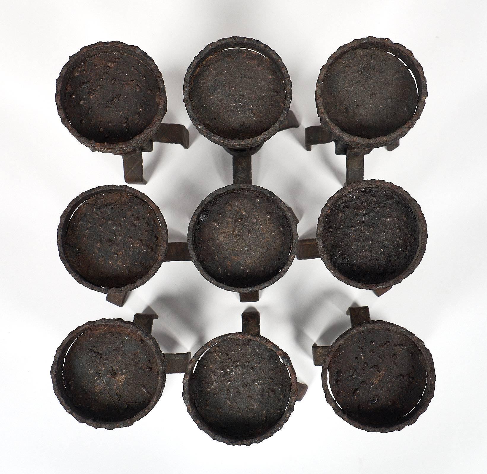 Nine Midcentury Spanish Forged Iron Candlesticks 4