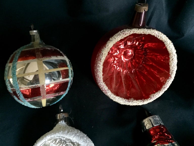 Nine Midcentury Mercury Glass Christmas Tree Ornaments For ...